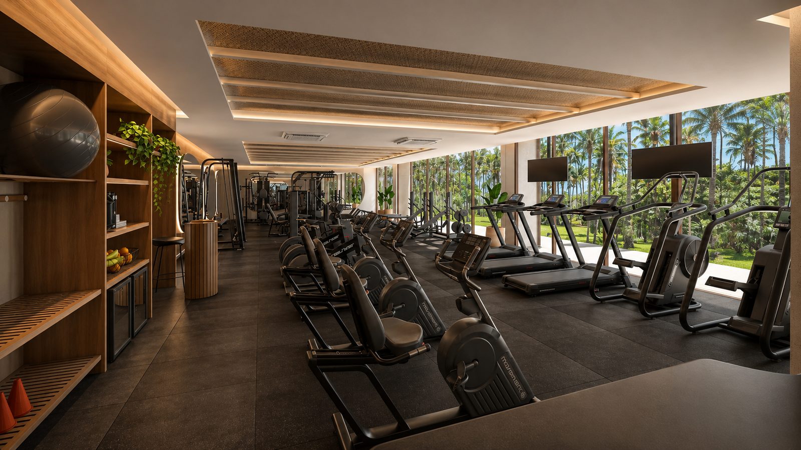 Academia equipada com vista para a natureza no Ohana Beach Park Resort