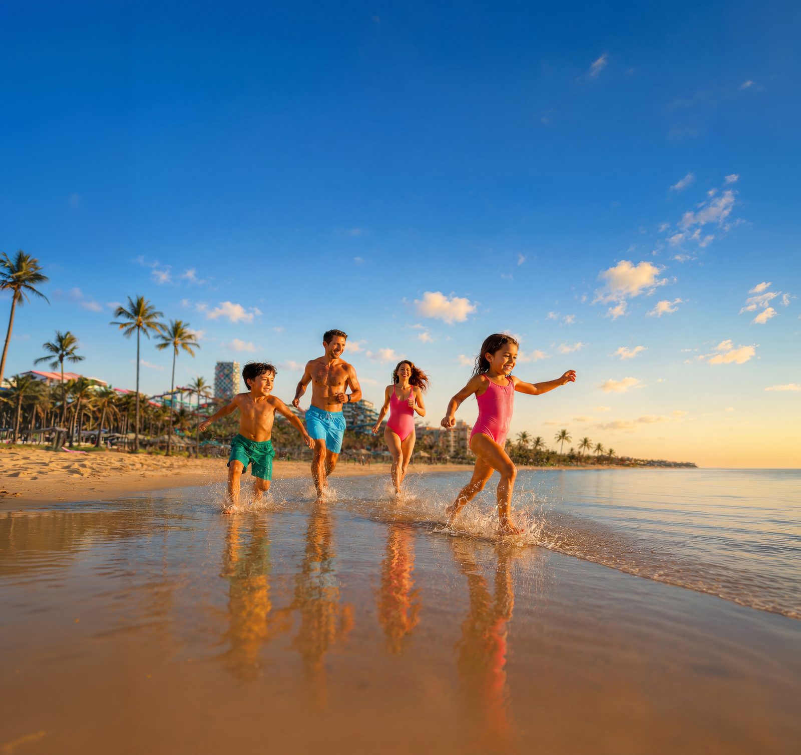 Família na praia de Porto das Dunas, Aquiraz, Ceará